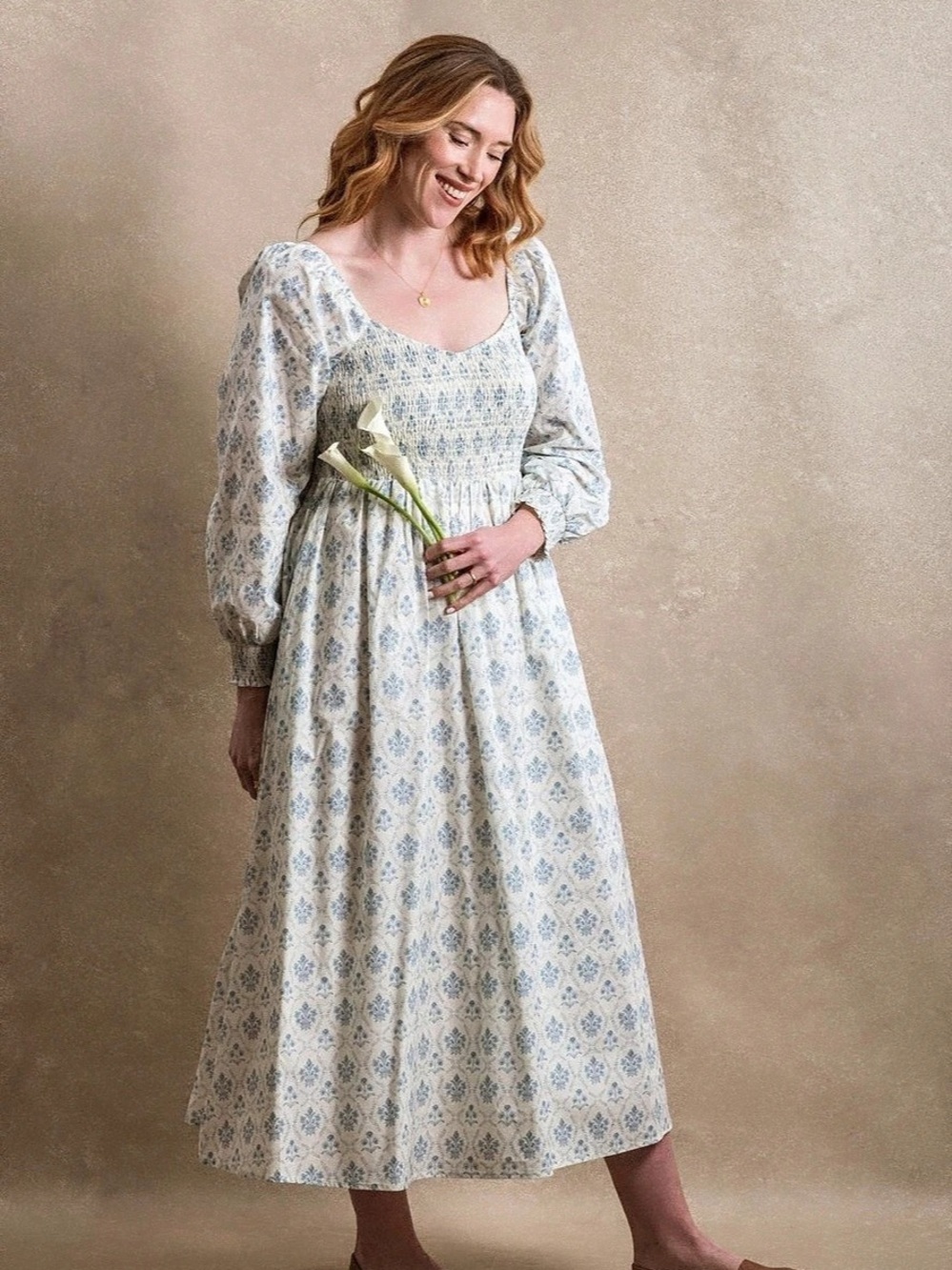Neuflora Milan Dress Blue Floral X Large NWT
